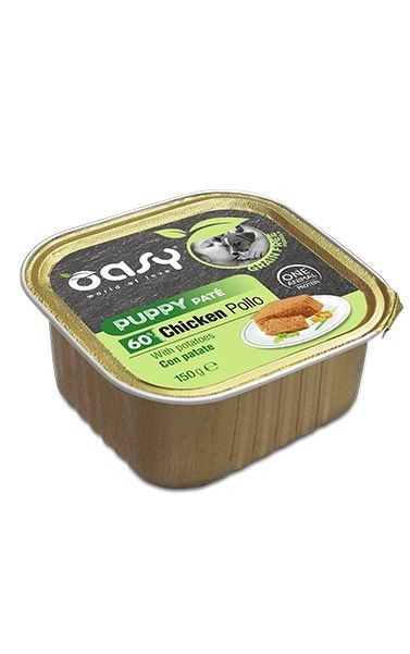 OASY DOG GRAIN FREE PUPPY POLLO E PATATE VASCHETTA 150 GR