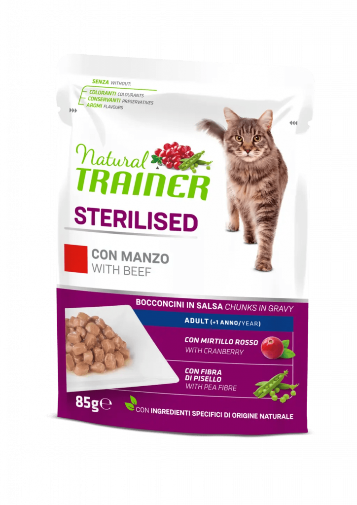 TRAINER NATURAL CAT STERILIZED MANZO BUSTINA 85 GR