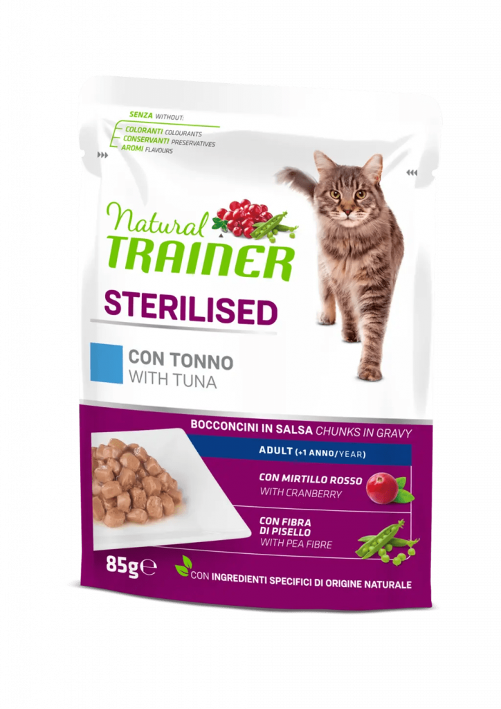 TRAINER NATURAL CAT STERILIZED TONNO BUSTINA 85 GR