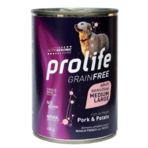 PROLIFE CANI ADULTI MEDIUM LARGE MAIALE E PATATE LATTINA 400 GR
