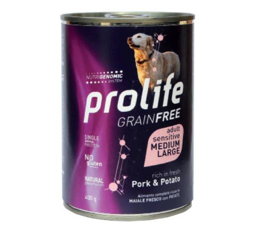 PROLIFE CANI ADULTI MEDIUM LARGE MAIALE E PATATE LATTINA 400 GR