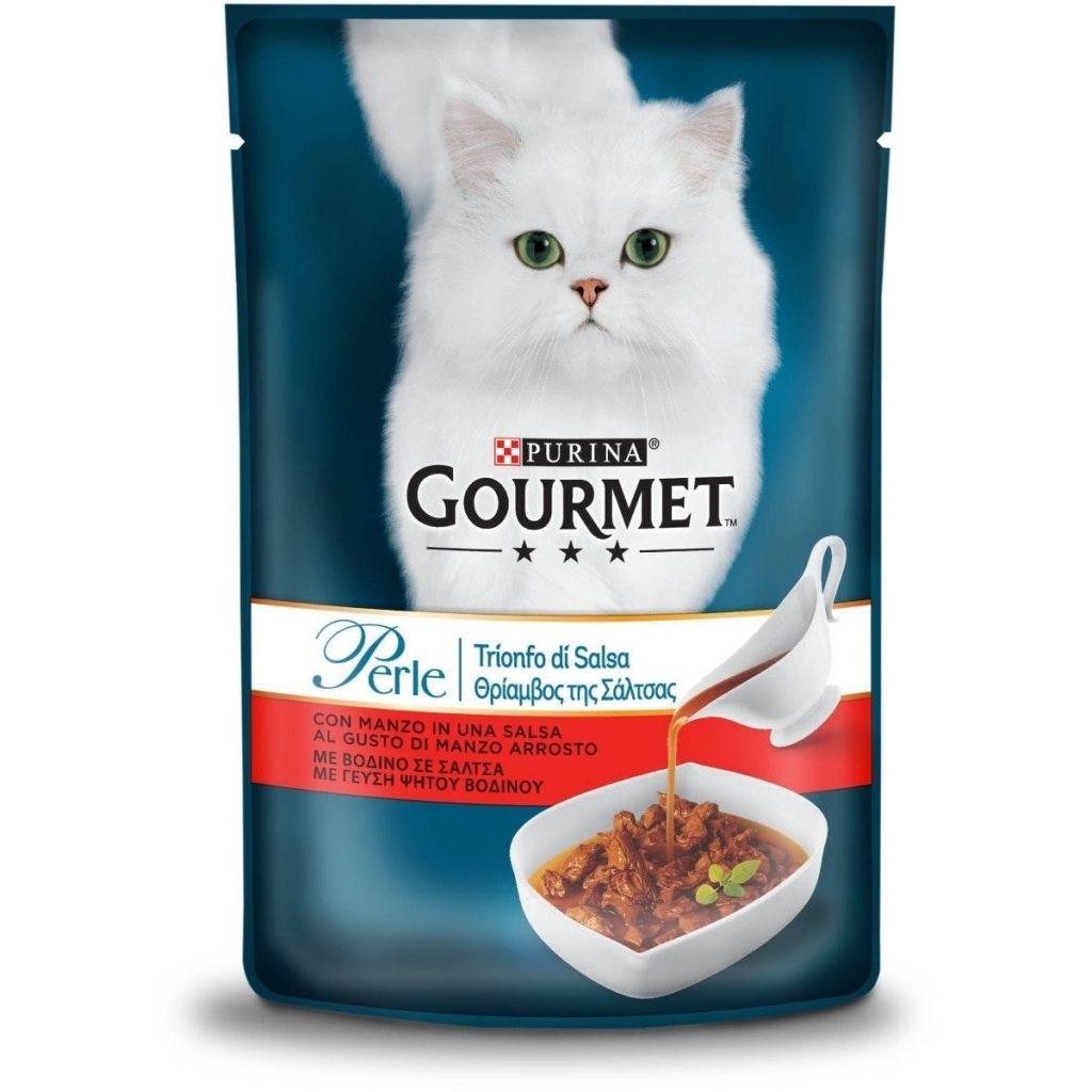 GOURMET PERLE TRIONFO DI SALSA CON MANZO 85 GR