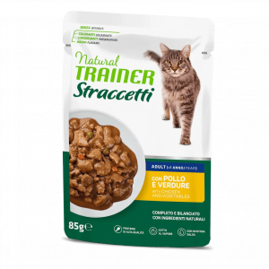 TRAINER NATURAL CAT STRACCETTI ADULT POLLO BUSTINA 85 GR