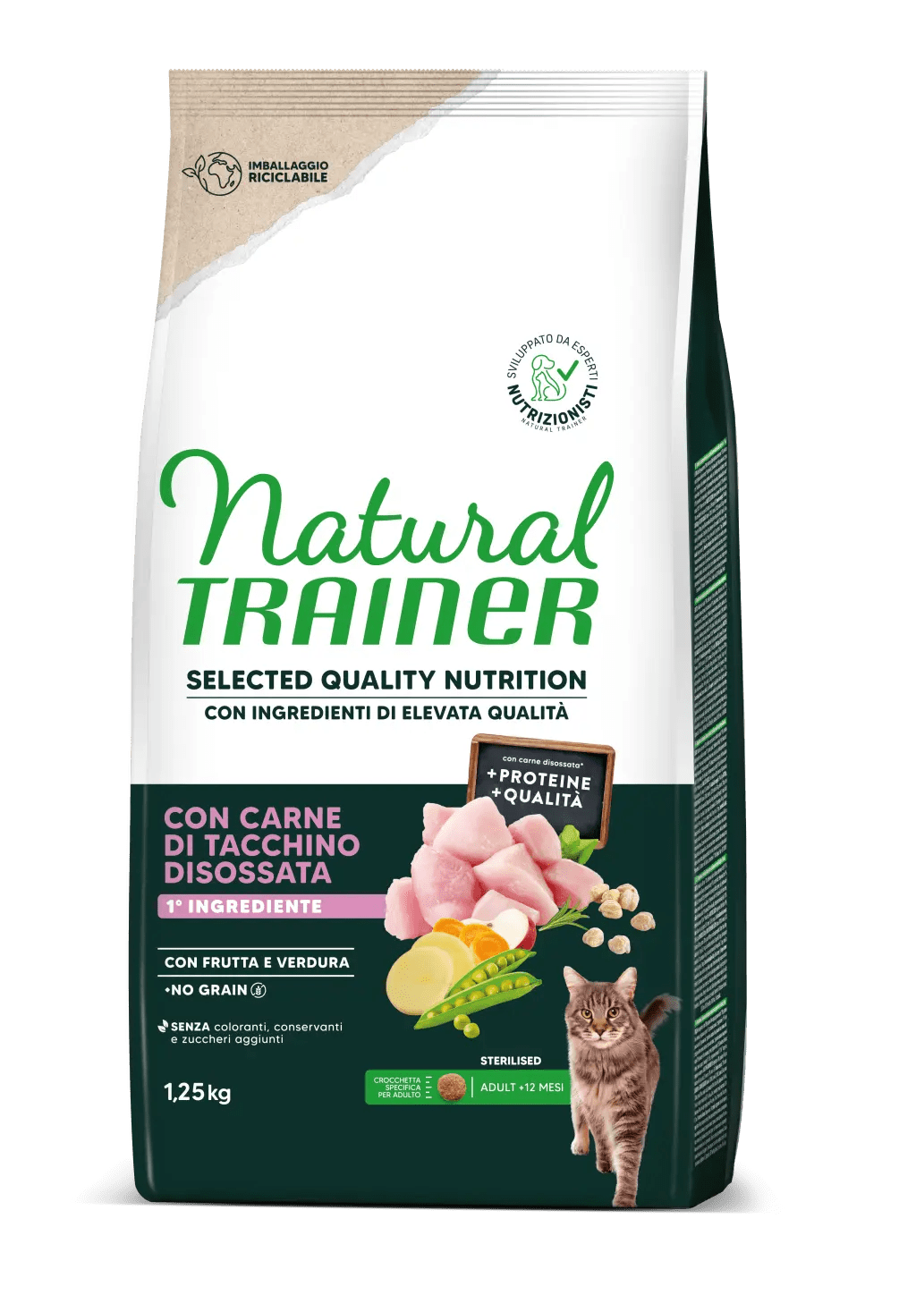 TRAINER NATURAL SELECTED CAT STERILIZED NO GRAIN TACCHINO 1,25 KG