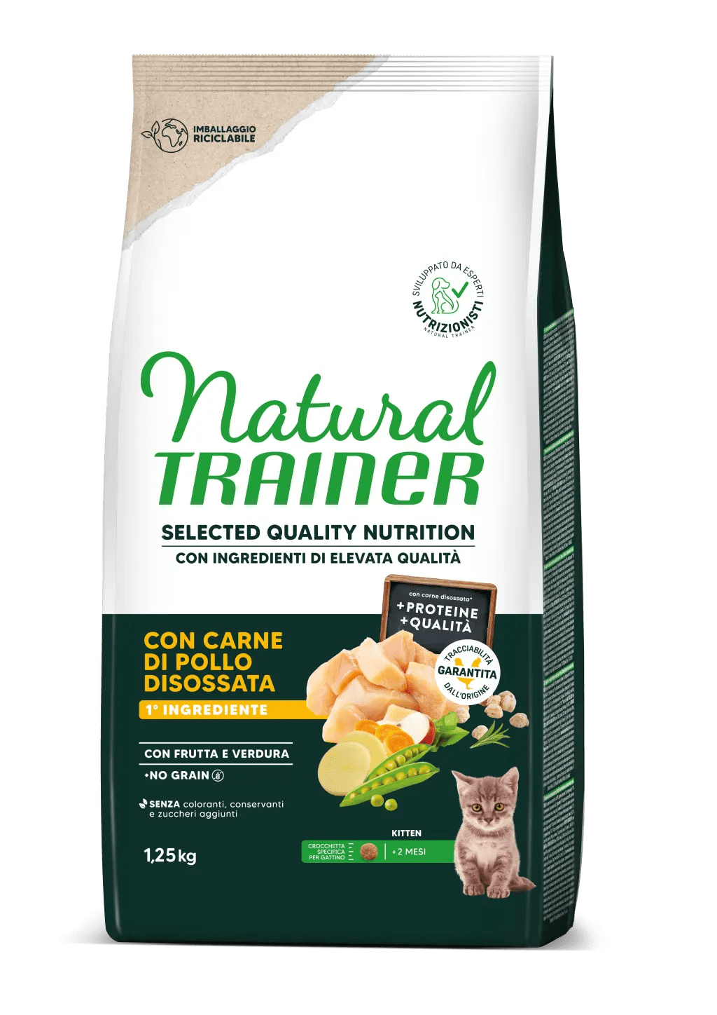 TRAINER NATURAL SELECTED CAT KITTEN NO GRAIN POLLO 1,25 KG