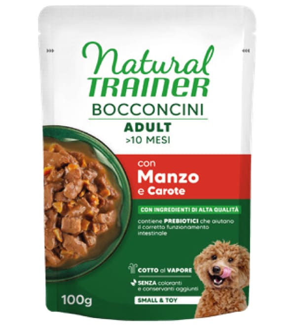 TRAINER NATURAL DOG BOCCONCINI manzo BUSTA 100 GR