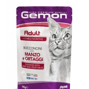 Gemon Cat Adult Con Bocconini Manzo E Verdure Busta 100 Gr