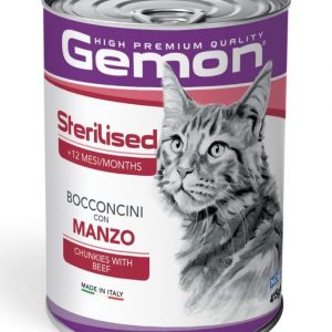 Gemon Cat Sterilized Bocconcini Con Manzo Lattina 415 Gr