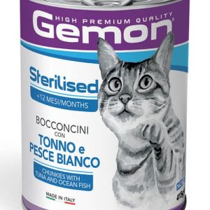 Gemon Cat Sterilized Bocconcini Tonno Pesce Bianco Lattina 415 Gr