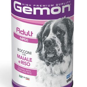 Gemon Dog Adult Maxi Bocconi Con Maiale E Riso Lattina 1250 Gr