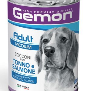 Gemon Dog Adult Medium Bocconi Con Tonno E Salmone Lattina 415 Gr