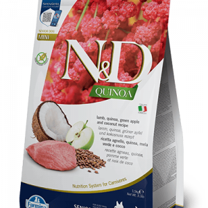 N&D Cane Quinoa Senior Agnello Mela Verde E Cocco Mini 1,5 Kg