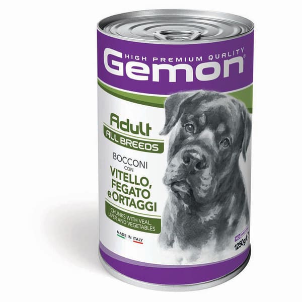 Gemon Bocconi Vitello Fegato E Ortaggi Cani Adult Medium Lattina 1250 Gr (2)