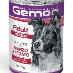 Gemon Cane Adult Medium Bocconi Con Manzo E Fegato Lattina 415 Gr 24x